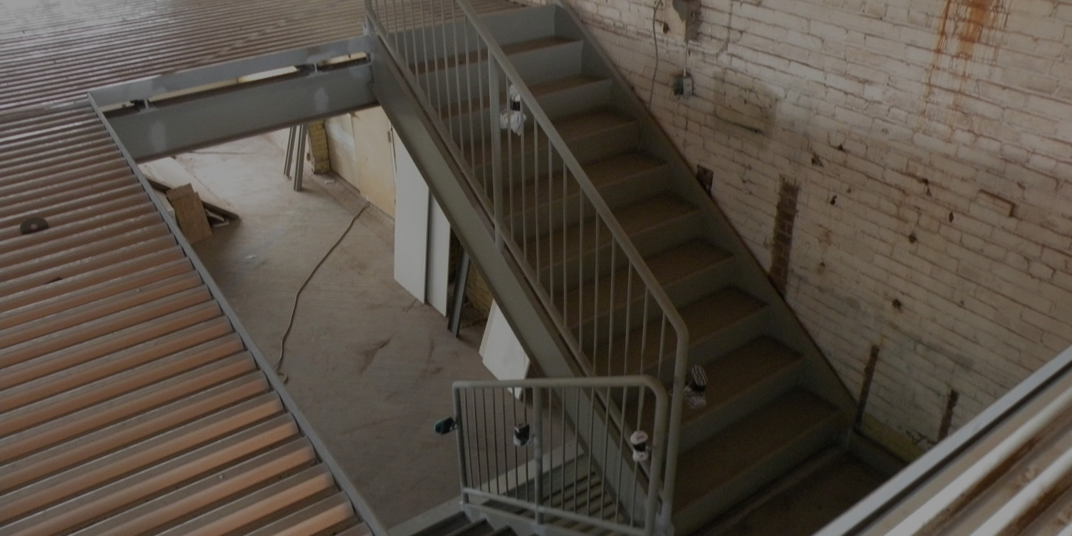 A structural steel staircase installed by Penn-American