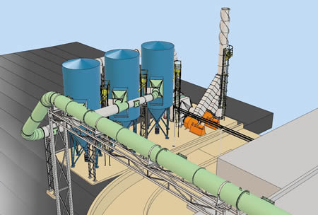 A 3D model of a dust collector